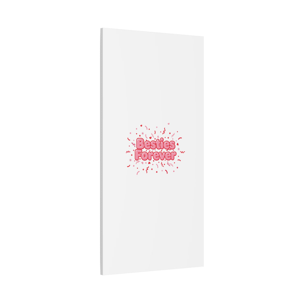 Besties Forever Canvas | Galentine’s Friendship Wall Art, Pink Confetti
