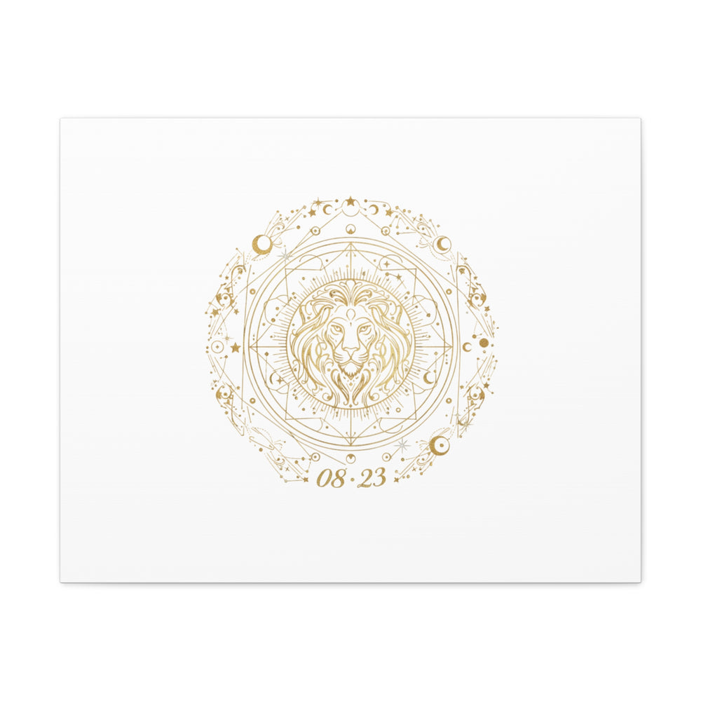 Gold Leo Zodiac Canvas, Astrological Constellation Art | Metallic Lion Wall Art