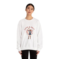 Love & Grit Crewneck Sweatshirt | Western Valentine, Cowgirl Heart Badge
