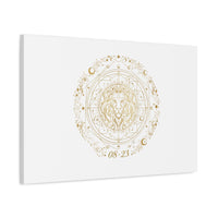 Gold Leo Zodiac Canvas, Astrological Constellation Art | Metallic Lion Wall Art