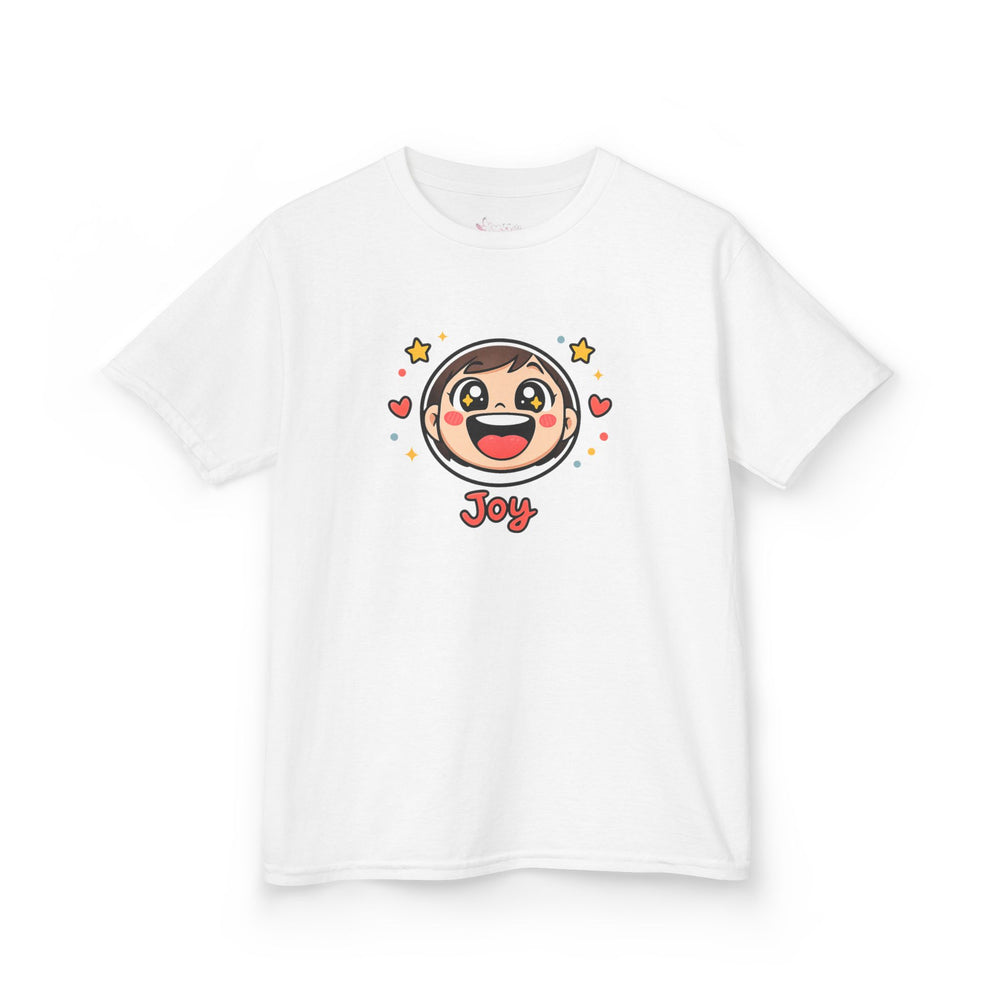Gildan 5000B | "Joy" Sparkle Character Kids' Tee | Fun & Comfortable Youth T-Shirt | Kids T‑Shirt — Cute Smiling Character "Joy" Graphic
