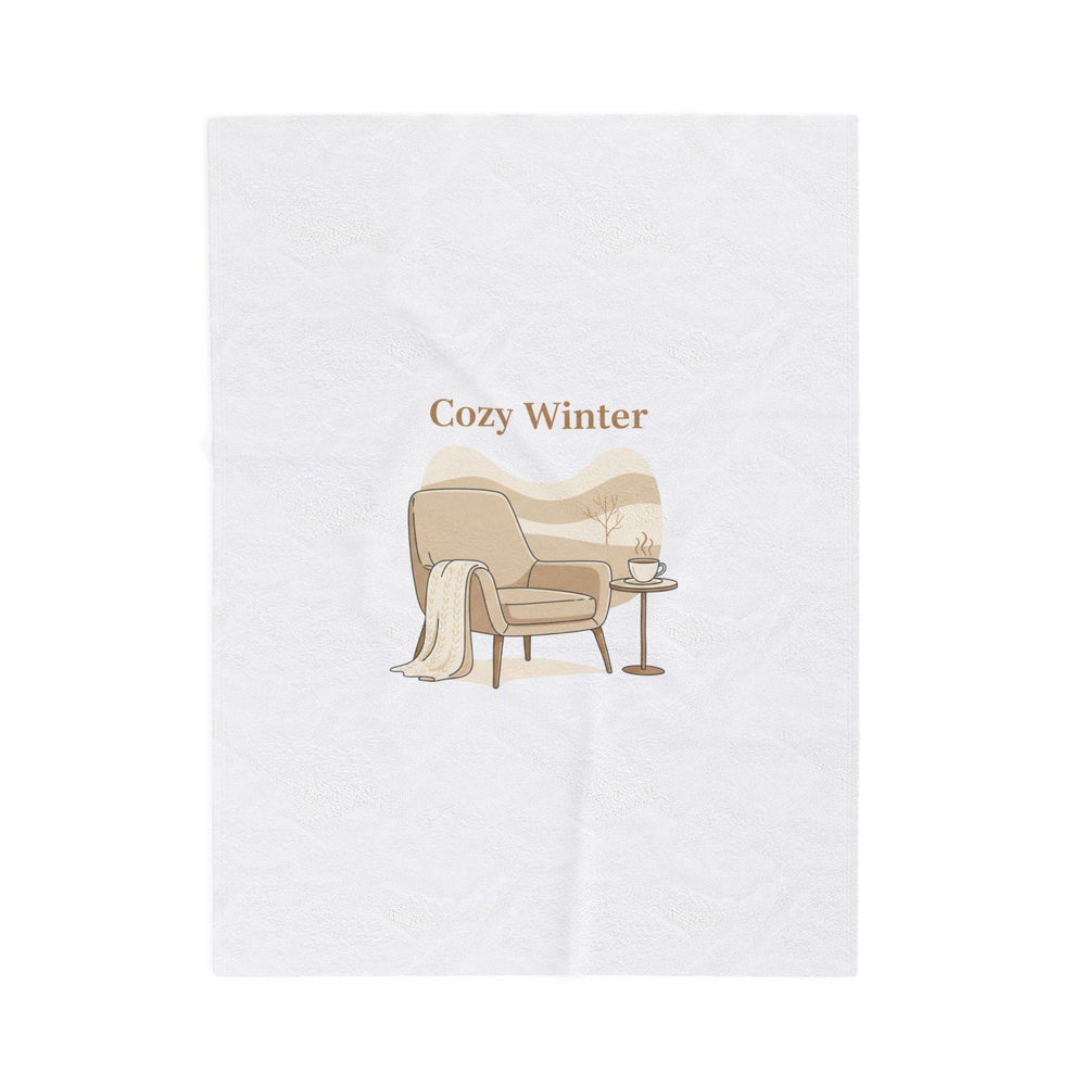 Cozy Winter chair illustration Plush Blanket | Slow Life minimal cozy home