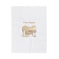 Cozy Winter chair illustration Plush Blanket | Slow Life minimal cozy home