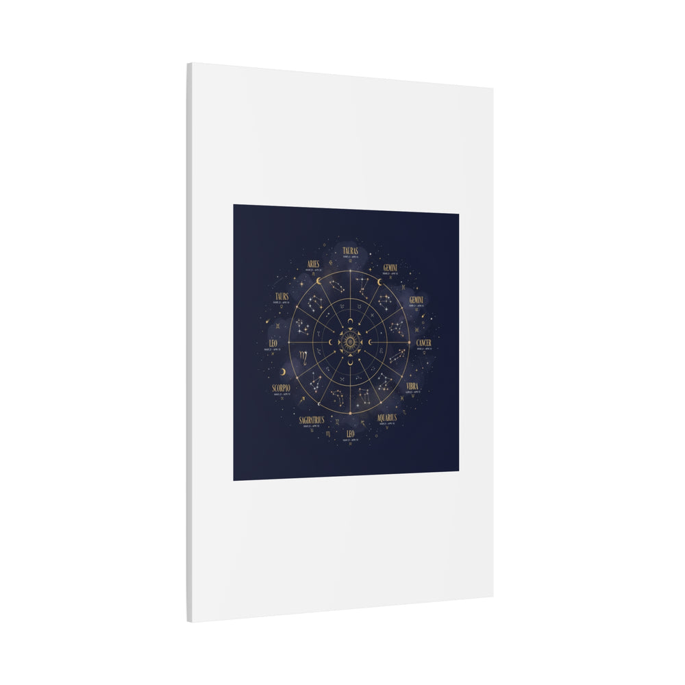 Gold Zodiac Wheel Canvas | Astrology Constellation Art, Cosmic Wall Print
