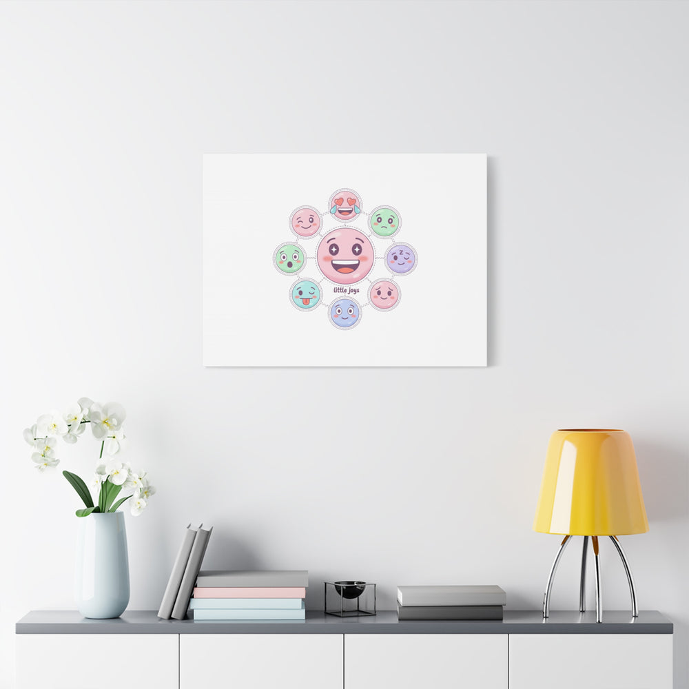 Hand-Drawn Emoticon Sticker Pattern Canvas | Cute Emoji Repeat Print