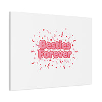 Besties Forever Canvas | Galentine’s Friendship Wall Art, Pink Confetti