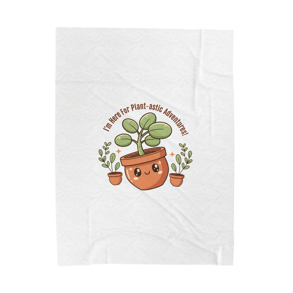 Plant-astic Adventure Plush Blanket | Plant Parent Humor, Sage Cream