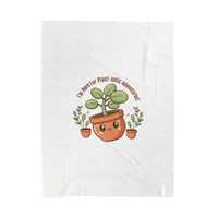 Plant-astic Adventure Plush Blanket | Plant Parent Humor, Sage Cream