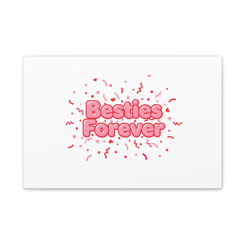 Besties Forever Canvas | Galentine’s Friendship Wall Art, Pink Confetti