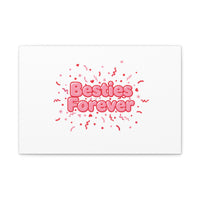 Besties Forever Canvas | Galentine’s Friendship Wall Art, Pink Confetti