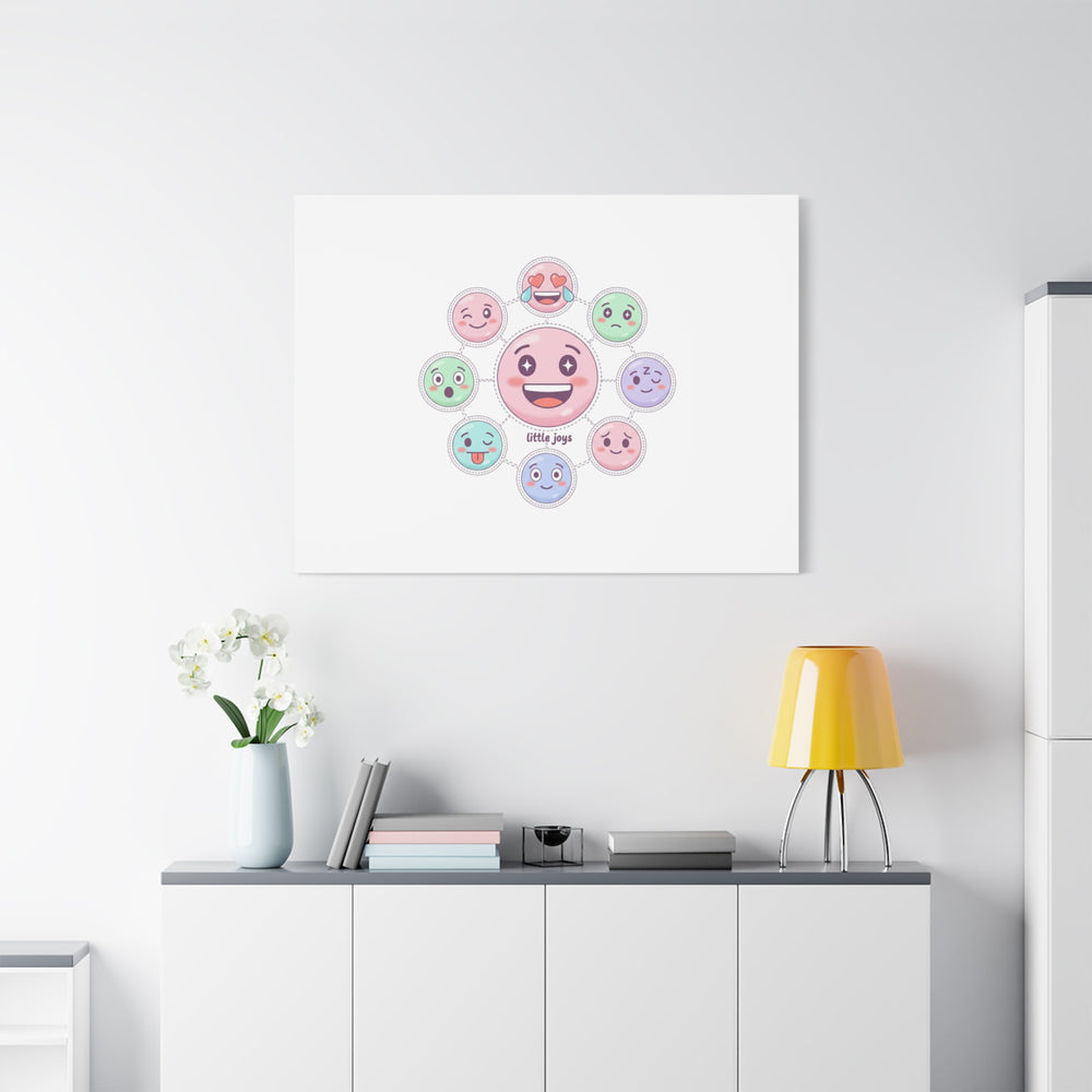 Hand-Drawn Emoticon Sticker Pattern Canvas | Cute Emoji Repeat Print