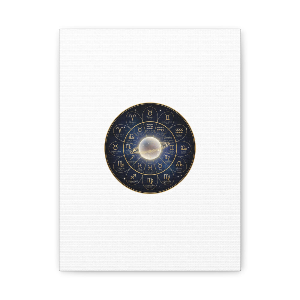 Zodiac Constellation Wheel Canvas, Astrology Art Print | Gold Foil Galaxy