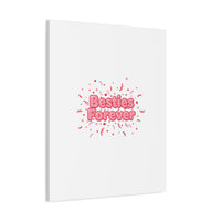 Besties Forever Canvas | Galentine’s Friendship Wall Art, Pink Confetti