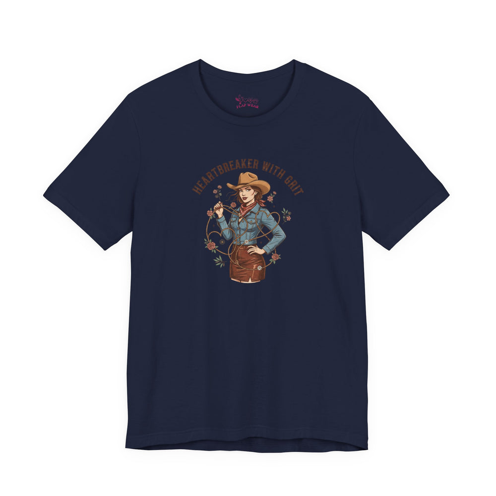 Bella+Canvas 3001 | Heartbreaker With Grit Tee | Western Valentine cowgirl, boot heart design