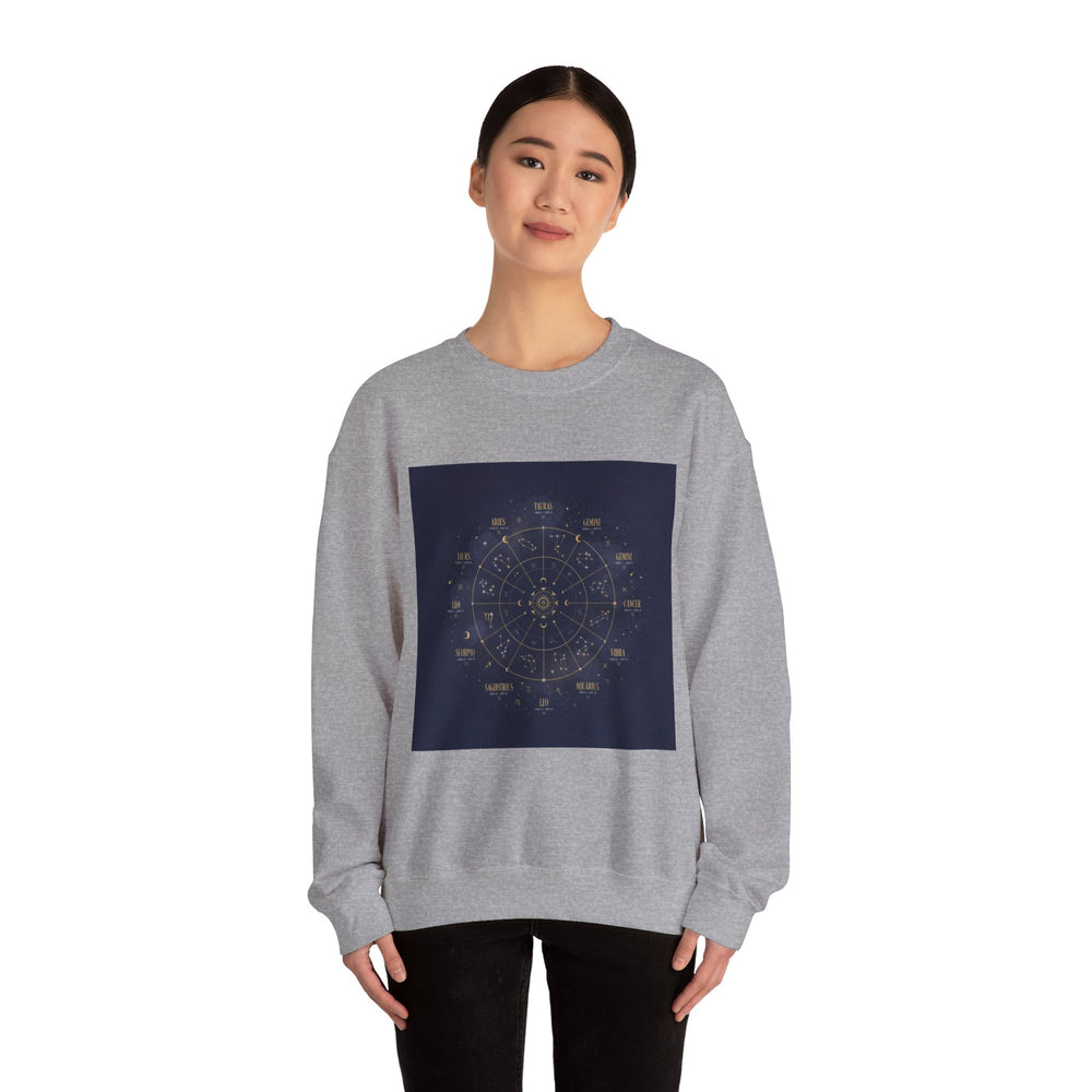 Zodiac Constellation Wheel Sweatshirt | Astrology, Cosmic Gold Accents