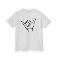 Gildan 5000B | Kids' Shaka Hand "Hang Loose" Graphic Tee – Soft Cotton Youth T-Shirt