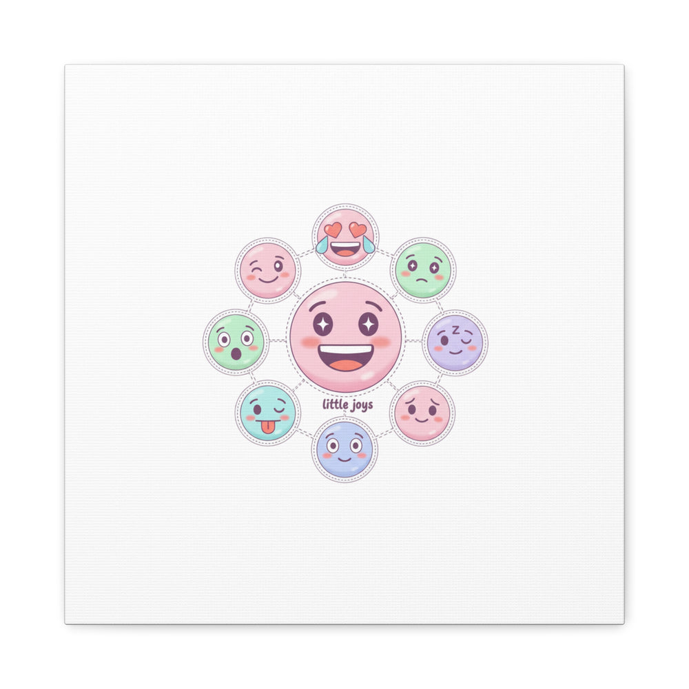 Hand-Drawn Emoticon Sticker Pattern Canvas | Cute Emoji Repeat Print