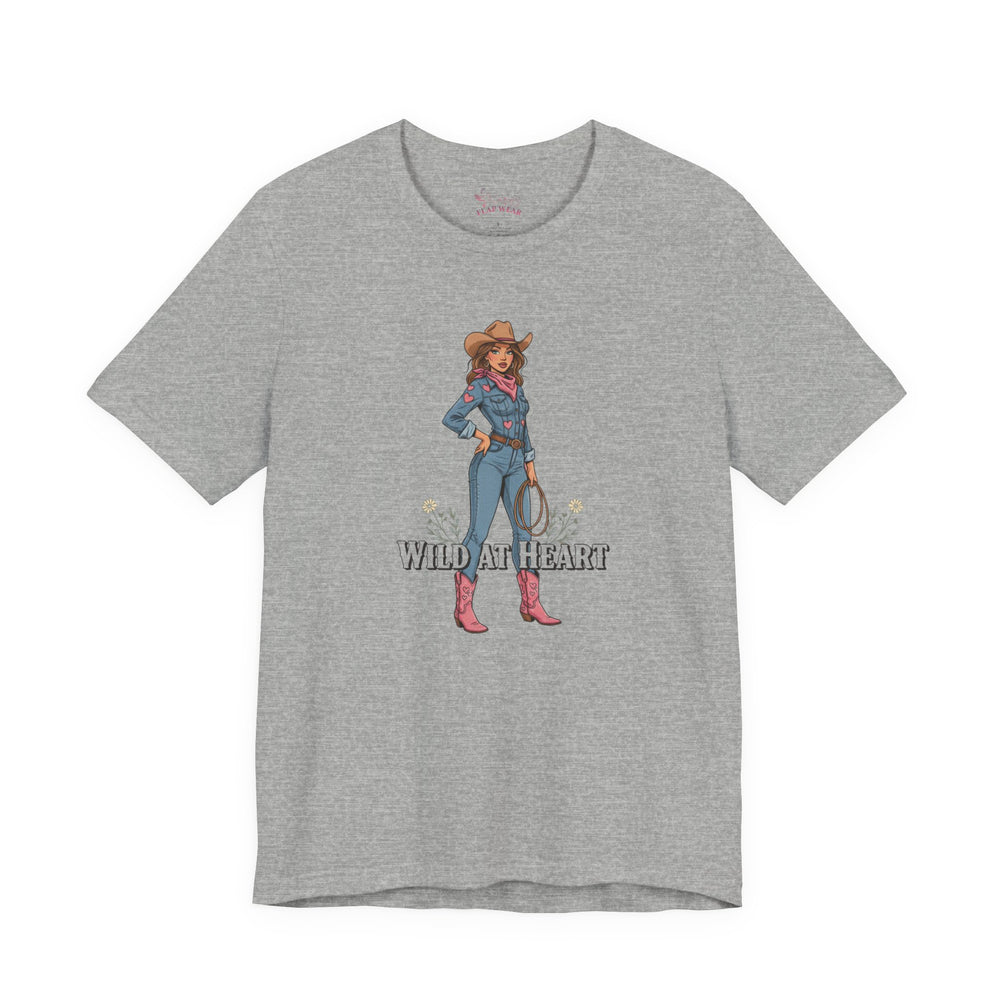 Bella+Canvas3001 | Wild at Heart Cowgirl Tee | Western Valentine, boot heart design