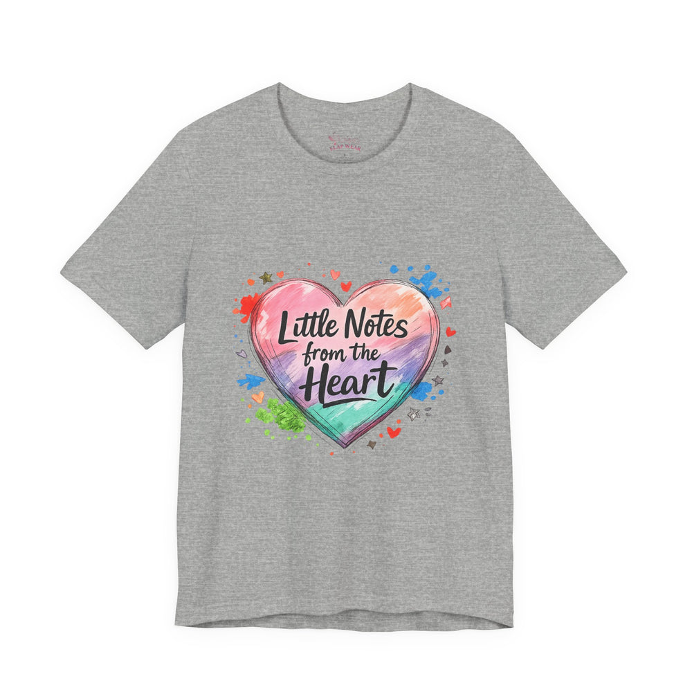 Bella+Canvas 3001 | "Little Notes from the Heart" Heart-Shaped Aesthetic T-Shirt | Little Notes from the Heart Tee | hand‑drawn marker effect, doodle art