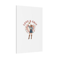 Love & Grit Canvas, Western Valentine Cowgirl Heart Poster | Cowboy Valentine