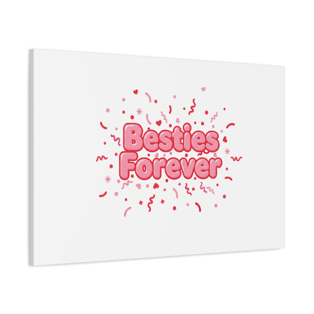Besties Forever Canvas | Galentine’s Friendship Wall Art, Pink Confetti