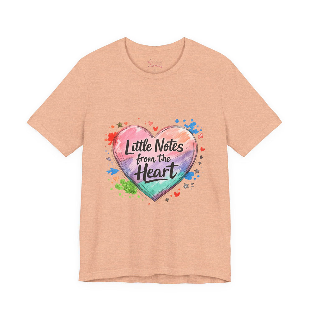 Bella+Canvas 3001 | "Little Notes from the Heart" Heart-Shaped Aesthetic T-Shirt | Little Notes from the Heart Tee | hand‑drawn marker effect, doodle art