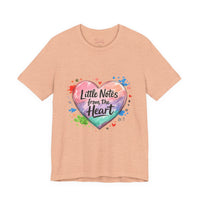 Bella+Canvas 3001 | "Little Notes from the Heart" Heart-Shaped Aesthetic T-Shirt | Little Notes from the Heart Tee | hand‑drawn marker effect, doodle art