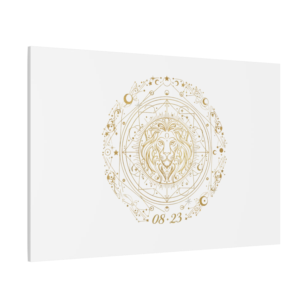 Gold Leo Zodiac Canvas, Astrological Constellation Art | Metallic Lion Wall Art