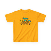 Gildan 5000B | "Happy Trio" Kids' Premium Cotton Graphic Tee | Little Smiles & Winks – Fun Cartoon Kids’ T-Shirt | Joyful Friends Unisex Kids' Summer Graphic Tee