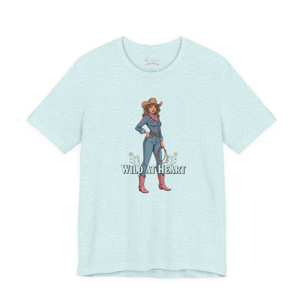 Bella+Canvas3001 | Wild at Heart Cowgirl Tee | Western Valentine, boot heart design
