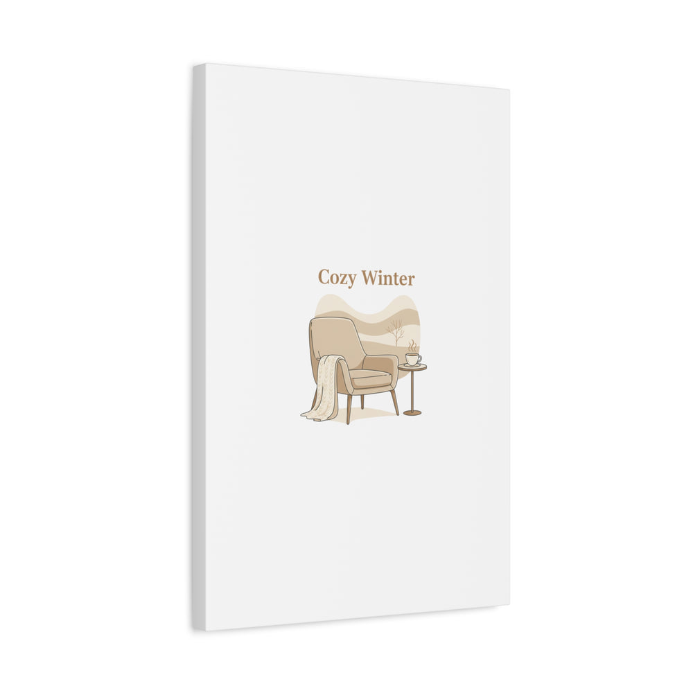Cozy Winter minimal line art Canvas | Slow Life, soft life neutral wall decor