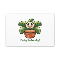 Planting Joy Every Day Canvas | Plant Parent Pun, Sage Cream Botanical Art