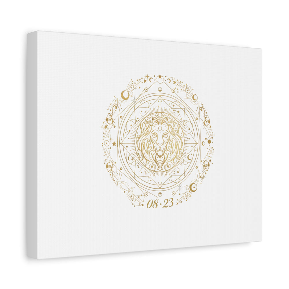 Gold Leo Zodiac Canvas, Astrological Constellation Art | Metallic Lion Wall Art