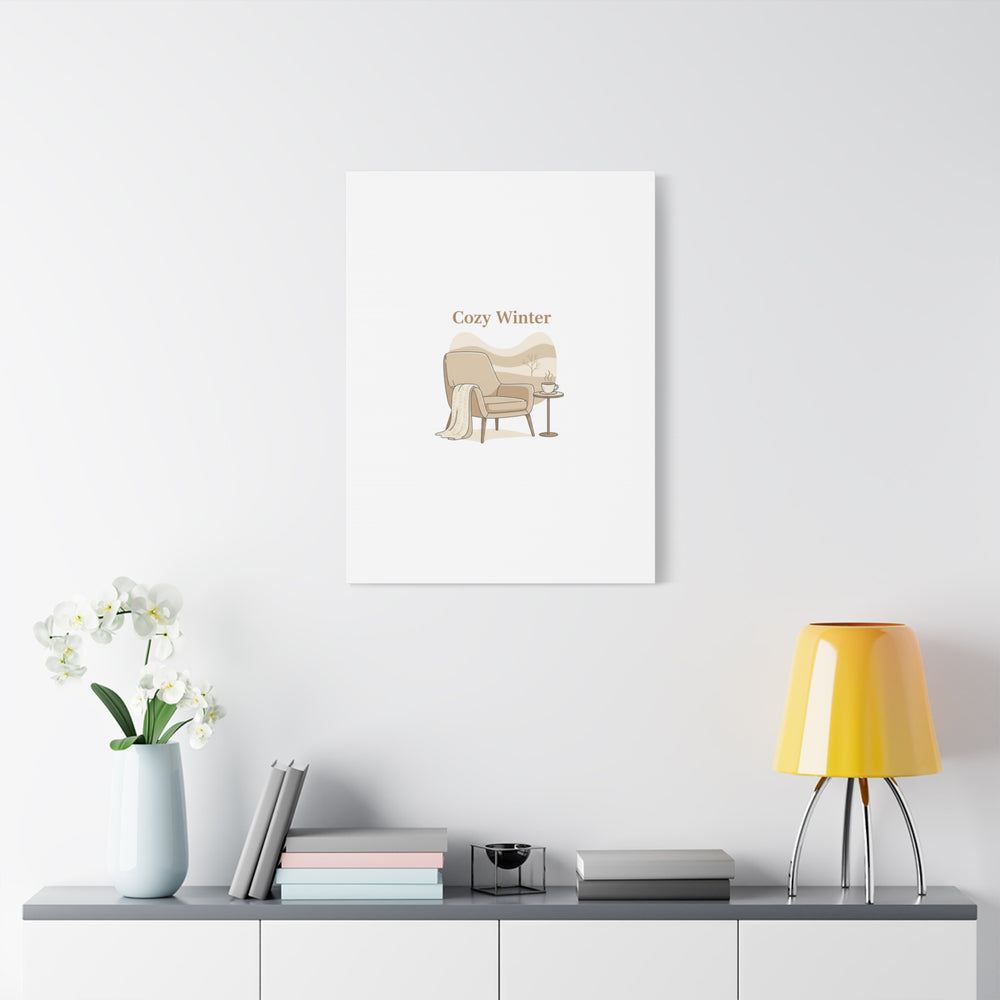 Cozy Winter minimal line art Canvas | Slow Life, soft life neutral wall decor