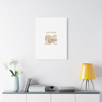 Cozy Winter minimal line art Canvas | Slow Life, soft life neutral wall decor