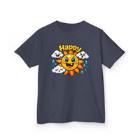 Gildan 5000B | Kids' Happy Sun & Smiling Clouds Graphic Tee – Vibrant Summer Mood T-Shirt
