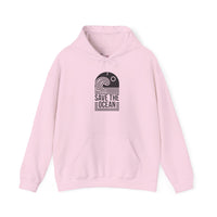 Gildan 18500 | Unisex "Save the Ocean" Wave Graphic Hoodie – Eco-Conscious Surf Style – Premium Fleece Tropical Pullover