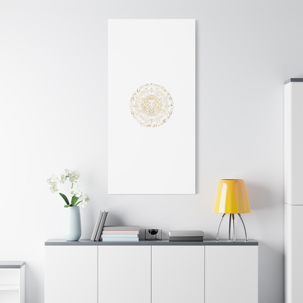 Gold Leo Zodiac Canvas, Astrological Constellation Art | Metallic Lion Wall Art