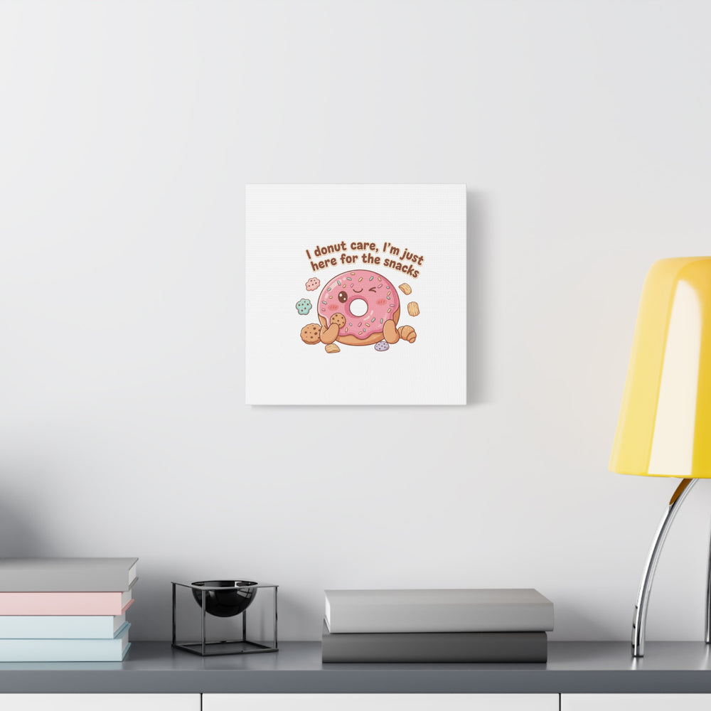 Donut Snacks Pun Canvas | Food & Snack Humor, Cozy Kawaii Art