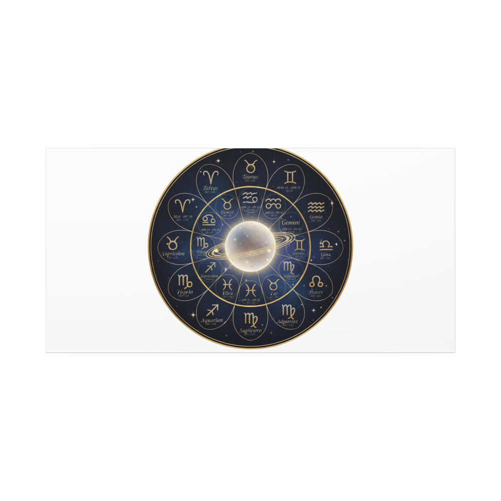 Zodiac Constellation Wheel Canvas, Astrology Art Print | Gold Foil Galaxy