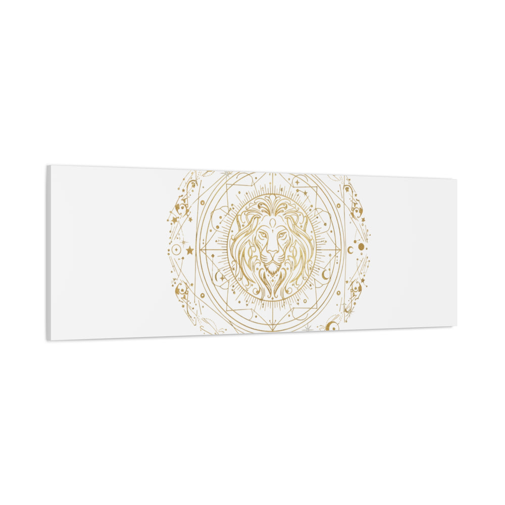Gold Leo Zodiac Canvas, Astrological Constellation Art | Metallic Lion Wall Art