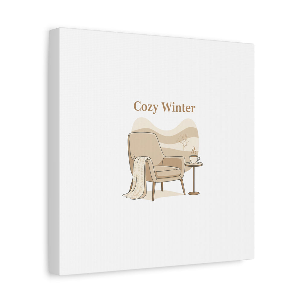Cozy Winter minimal line art Canvas | Slow Life, soft life neutral wall decor
