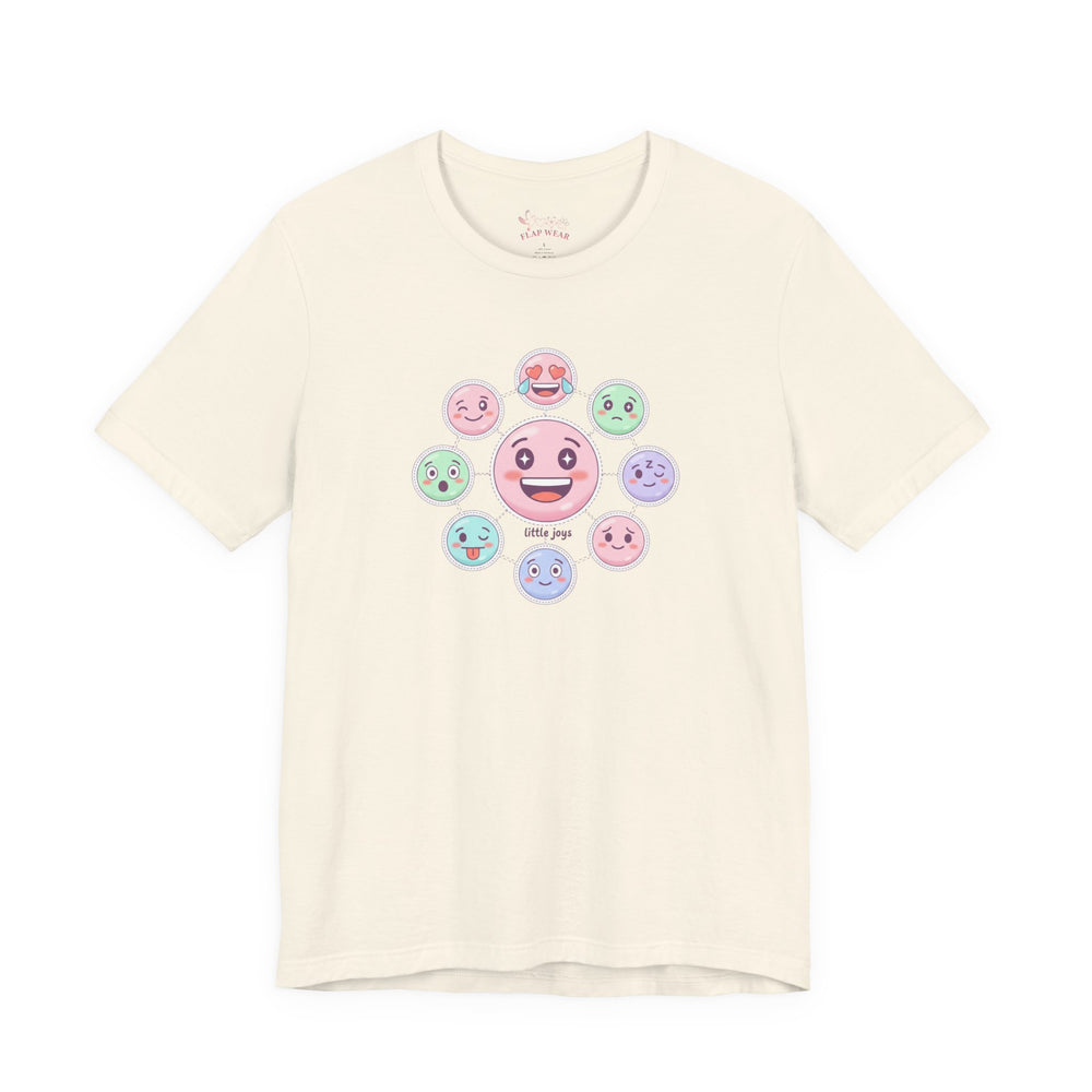 Bella+Canvas3001 | Hand-Drawn Emoticon Pattern Tee | Cute Emoji Sticker Repeat Print