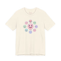 Bella+Canvas3001 | Hand-Drawn Emoticon Pattern Tee | Cute Emoji Sticker Repeat Print