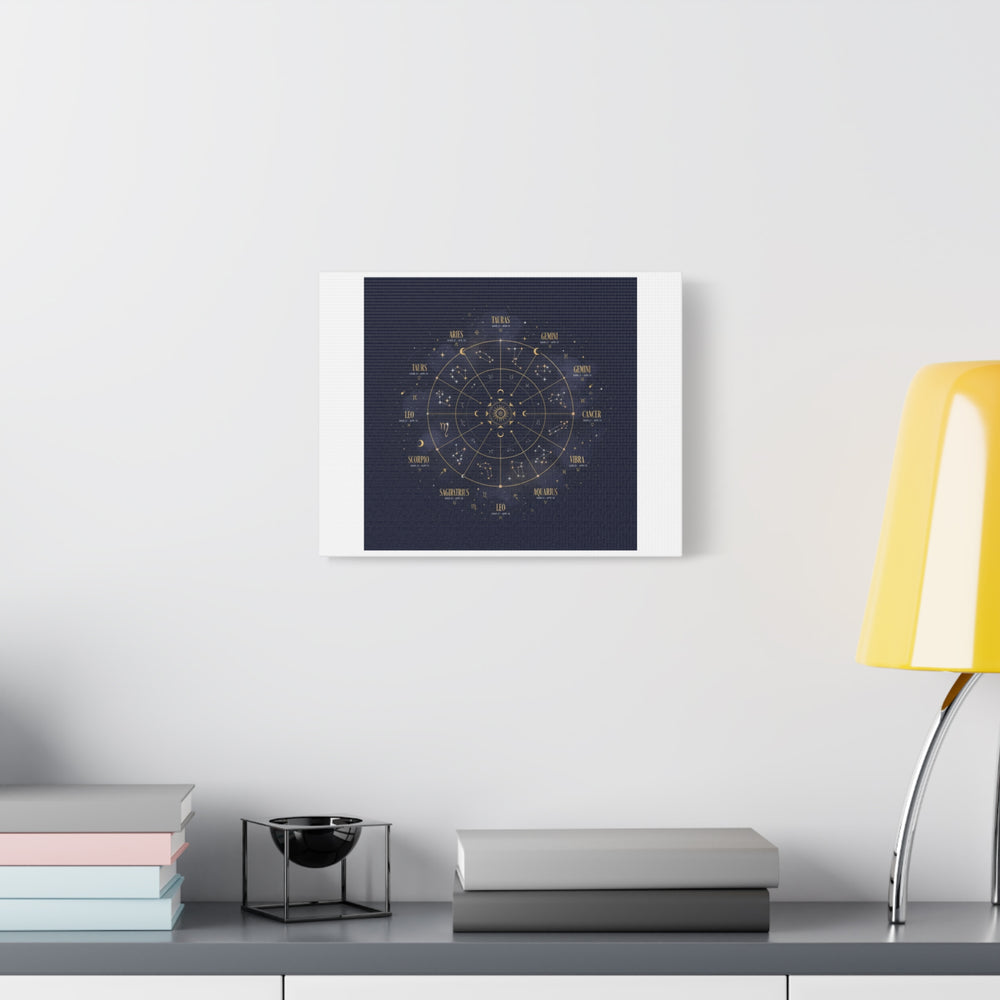 Gold Zodiac Wheel Canvas | Astrology Constellation Art, Cosmic Wall Print