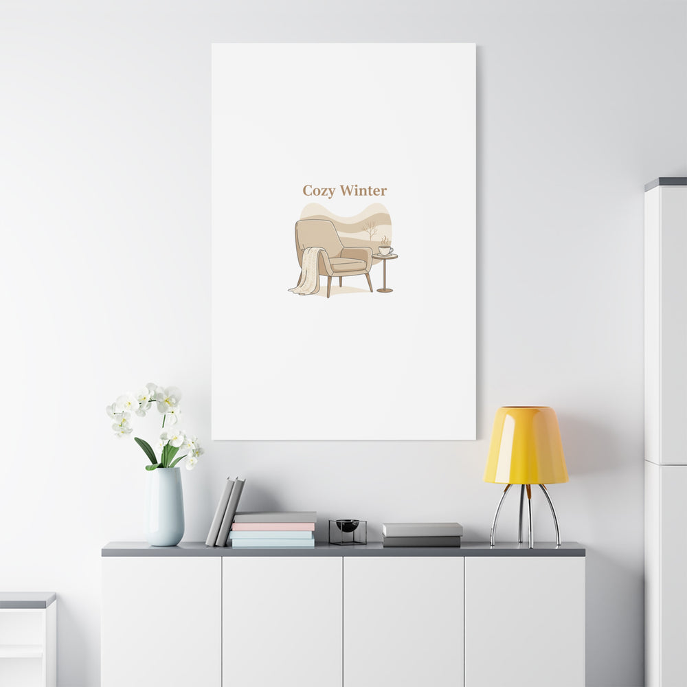 Cozy Winter minimal line art Canvas | Slow Life, soft life neutral wall decor