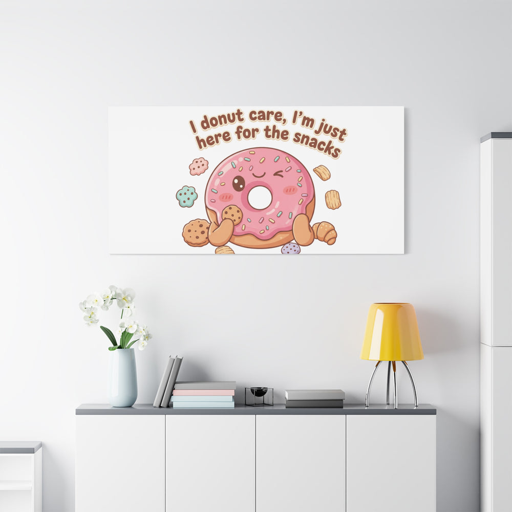 Donut Snacks Pun Canvas | Food & Snack Humor, Cozy Kawaii Art