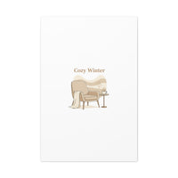 Cozy Winter minimal line art Canvas | Slow Life, soft life neutral wall decor