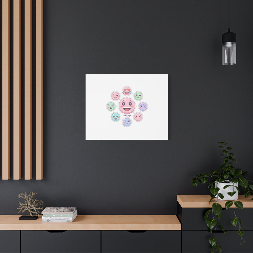 Hand-Drawn Emoticon Sticker Pattern Canvas | Cute Emoji Repeat Print