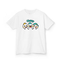 Gildan 5000B | "Happy Trio" Kids' Premium Cotton Graphic Tee | Little Smiles & Winks – Fun Cartoon Kids’ T-Shirt | Joyful Friends Unisex Kids' Summer Graphic Tee